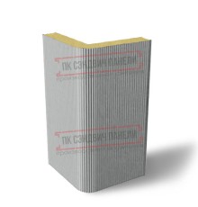 Угловая сэндвич-панель вертикальная из пенополиизоцианурата, 0.5/0.5, ширина 1000 мм, толщина 40 мм, RAL9006