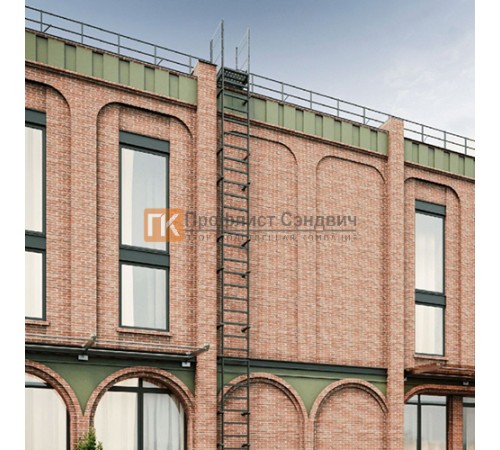 Вертикальная пожарная лестница П1-1 с площ. 800х800 Эконом L=4900мм ГОСТ 53254-2009