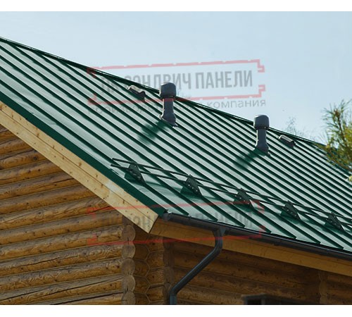 Фальц двойной стоячий Line 0,45 Полиэстер RAL6005 зеленый мох с пленкой на замках