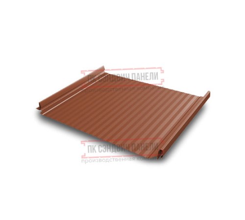 Кликфальц Pro Gofr 0,5 Satin RAL8004 терракота с пленкой на замках