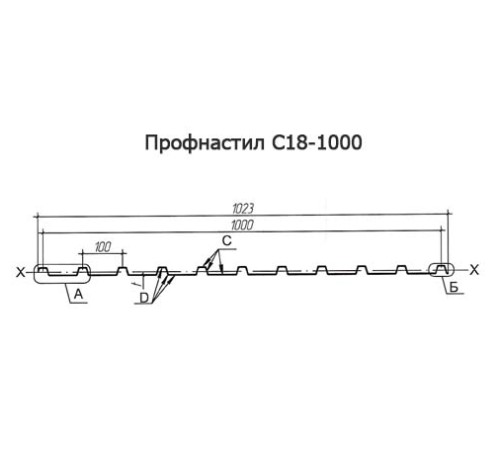 Продольно гнутый профнастил для укрытий конвейеров С18ПГ-1023, 1,0, оцинкованный
