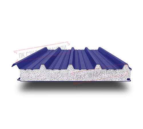 Сэндвич панели кровельные с пенополистиролом, ширина 1200 мм, толщина 120 мм, 0.5/0.5, RAL5002
