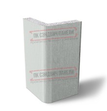 Угловая сэндвич-панель вертикальная из пенополистирола, 0.5/0.5, ширина 1200 мм, толщина 10 мм, RAL7047