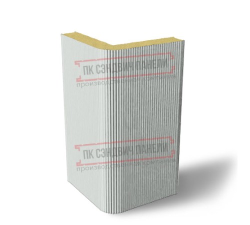 Угловая сэндвич-панель вертикальная из пенополиизоцианурата, 0.5/0.5, ширина 1200 мм, толщина 40 мм, RAL7035