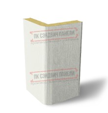 Угловая сэндвич-панель вертикальная из пенополиизоцианурата, 0.5/0.5, ширина 1000 мм, толщина 10 мм, RAL9003