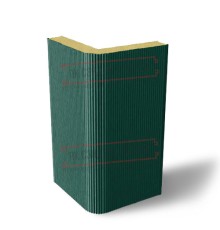 Угловая сэндвич-панель вертикальная из пенополиизоцианурата, 0.5/0.5, ширина 1000 мм, толщина 10 мм, RAL6005