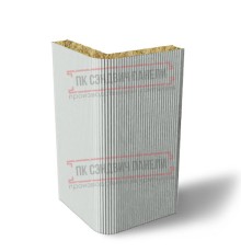 Угловая сэндвич-панель вертикальная из минеральной ваты, 0.5/0.5, ширина 1200 мм, толщина 10 мм, RAL7035