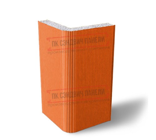 Угловая сэндвич-панель вертикальная из пенополистирола, 0.5/0.5, ширина 1000 мм, толщина 10 мм, RAL2004