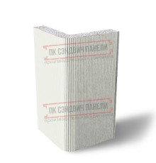 Угловая сэндвич-панель вертикальная из пенополистирола, 0.5/0.5, ширина 1200 мм, толщина 50 мм, RAL9003