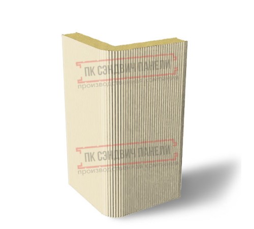 Угловая сэндвич-панель вертикальная из пенополиуретана, 0.5/0.5, ширина 1000 мм, толщина 100 мм, RAL1015