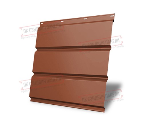Софит металлический без перфорации 0,5 Satin с пленкой RAL 8004 терракота