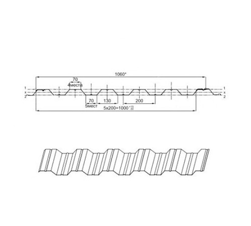 Профнастил НС35ПГ-0.9, Ширина-1100, Оцинкованный