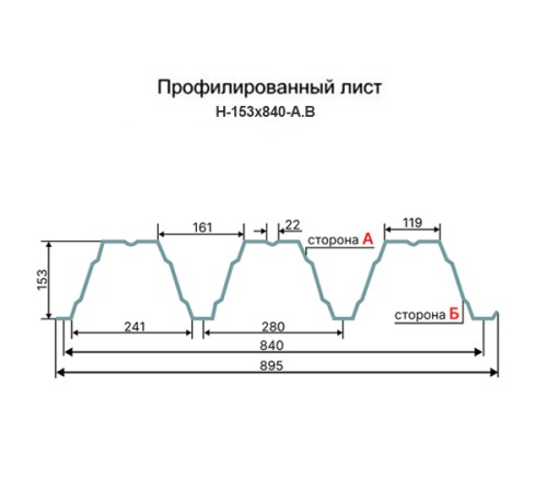 Профнастил Н153-840 RAL7024 Полиэстер-1,2